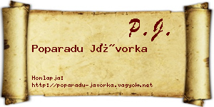 Poparadu Jávorka névjegykártya