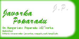 javorka poparadu business card